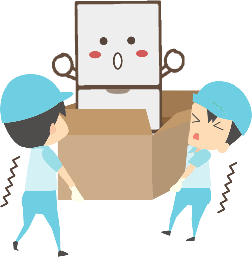 2人で冷蔵庫を配送