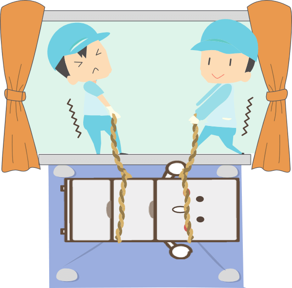 冷蔵庫の手吊り作業